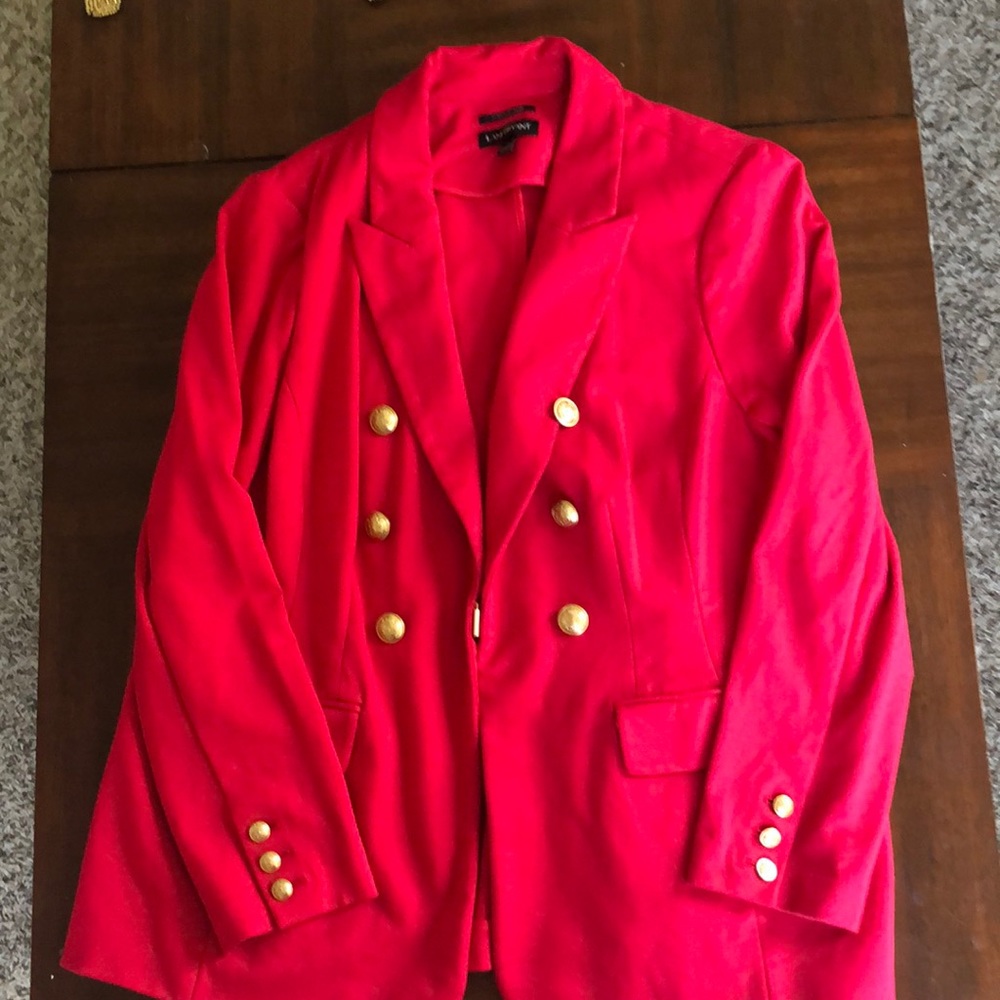 Red Lane Bryant Blazer with gold button details